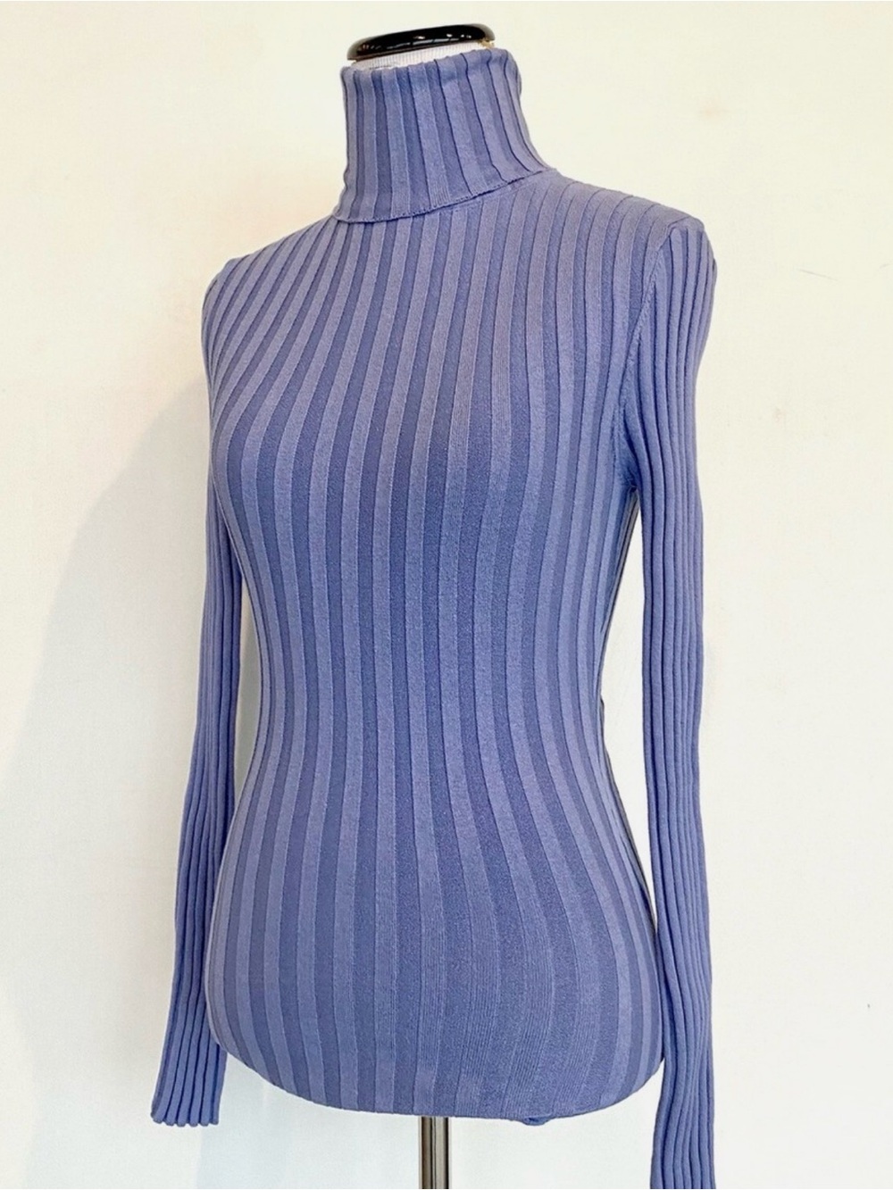 NWT Sundance Legends Organic Cotton Ribbed Turtleneck Sweater - Periwinkle